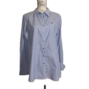 Ariat Womens Fitted Western Shirt XL‎ Blue White Striped Long Sleeve Button Down